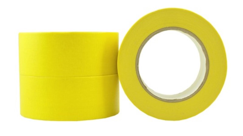 Bright yellow PVC floor marking tape rolls, 48mm x 33m, durable for safety zones and pathways in various environments.