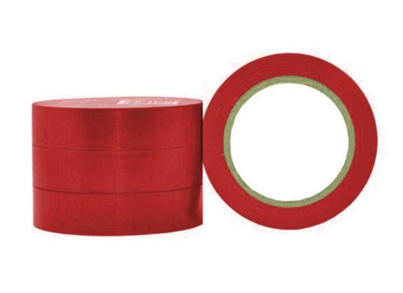 Red PVC electrical insulation tape, 18mm x 20m, 180mu, designed for durability, flexibility, and flame resistance in electrical projects.