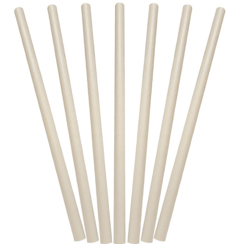 Eco-friendly white paper straws, 6mm x 200mm, box of 2500, biodegradable and perfect for drinks at events and cafes.