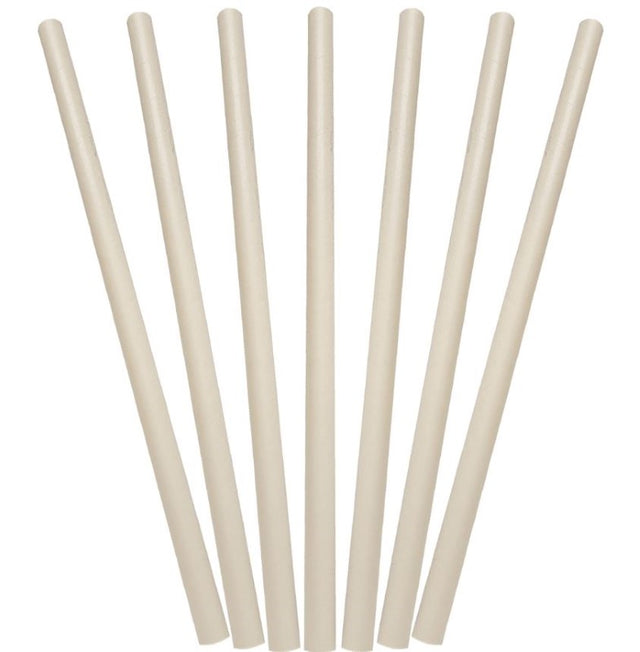 Eco-friendly black paper jumbo straws, 10mm x 200mm, 300gsm, biodegradable, box of 2500 for sustainable beverage service.