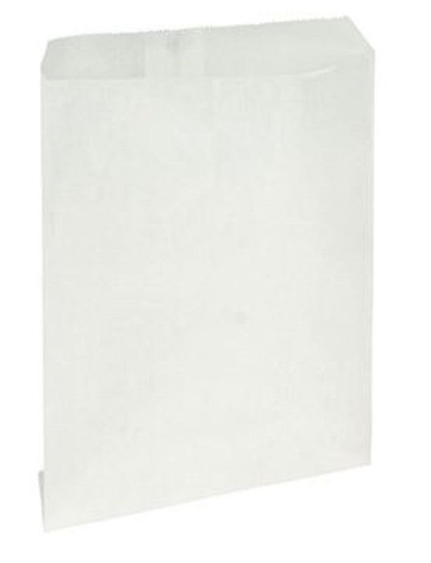 White confectionery paper bags, 140mm x 180mm, 40gsm, eco-friendly, recyclable, perfect for sweets and snacks in bulk.