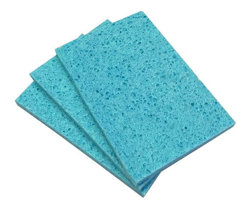 Blue antibacterial cellulose sponge, 100mm x 150mm, highly absorbent and durable, perfect for versatile cleaning tasks.