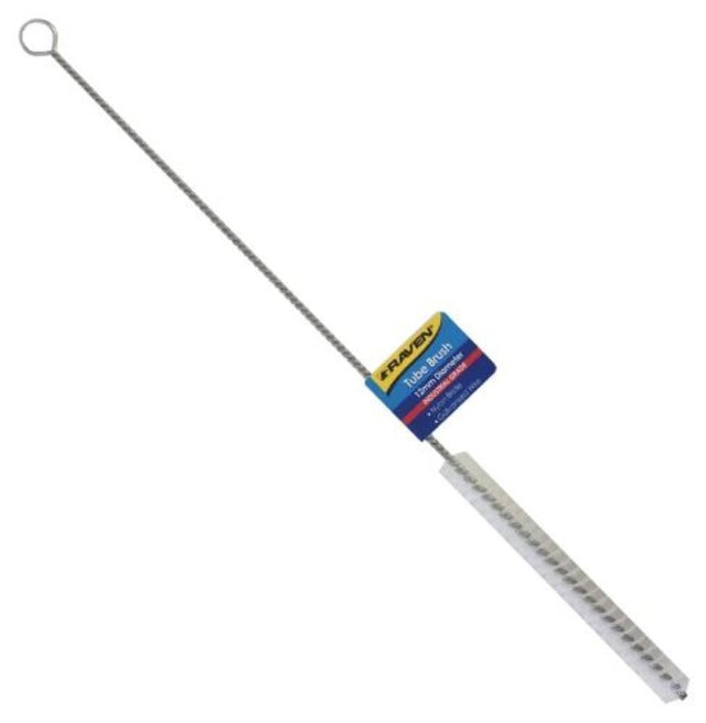 Professional Wire Tube Brush - Silver, 10mm x 330mm, ideal for cleaning small tubes with durable galvanized wire and nylon bristles.