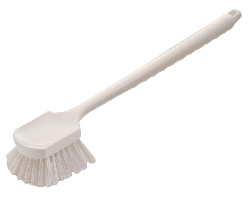 Long Gong Scrubbing Brush with 400mm handle, features tough polypropylene bristles for effective, heavy-duty cleaning.
