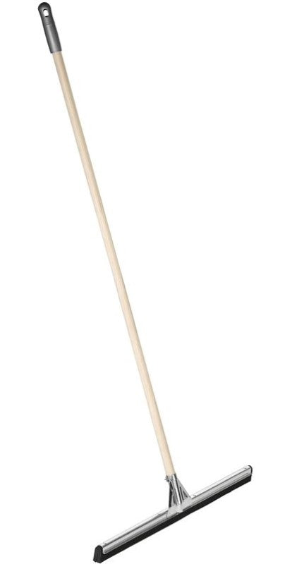 Versatile 750mm black floor squeegee with galvanized steel frame and twin foam rubber blades for efficient cleaning on various surfaces.