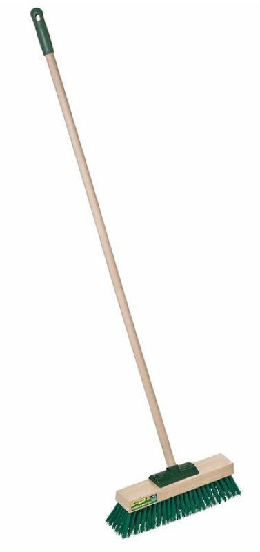 Garden Master Broom with stiff bristles, 460mm wide, 1350mm long, eco-friendly design for effective outdoor cleaning.