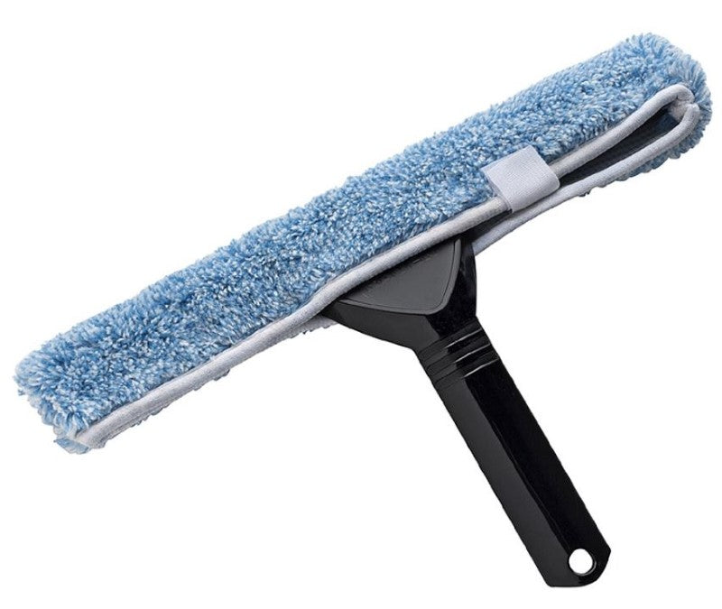 Vibrant blue microfibre window washer featuring a durable design and streak-free cleaning for effortless window care.