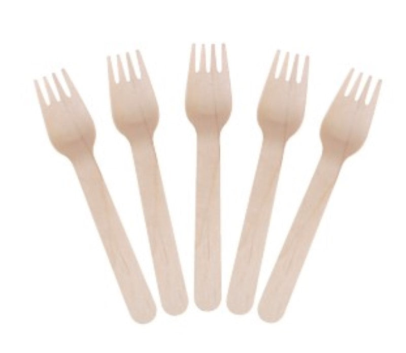 Eco-friendly natural wooden forks, 160mm, box of 1000, perfect for sustainable dining and events.