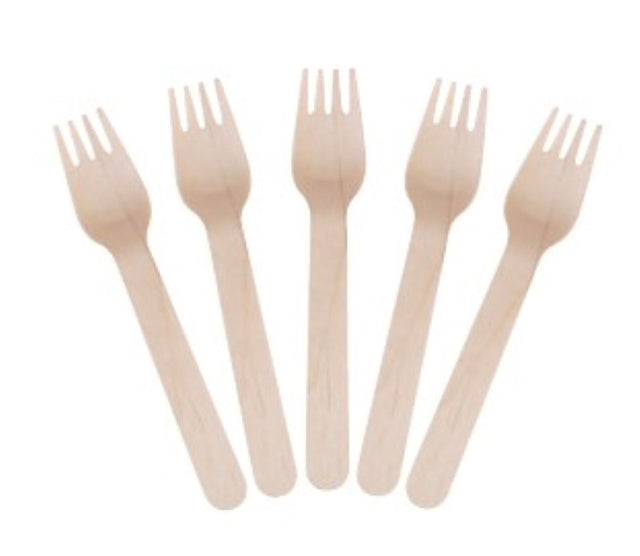 Eco-friendly natural wooden forks, 160mm, box of 1000, perfect for sustainable dining and events.