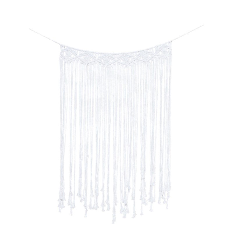 Handcrafted cotton macrame wall hanging backdrop, 110cm x 70cm, perfect for weddings and home decor.