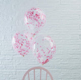 Pack of 5 pink confetti balloons, 12-inch, perfect for parties and celebrations, designed by Ginger Ray.