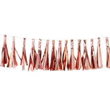 Rose gold tassel garland measuring 2m, featuring 15 shimmering tassels for elegant party decorations.