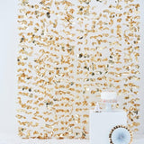 Gold flower curtain backdrop measuring 2m x 1.8m, perfect for enchanting event decor and memorable photo settings.