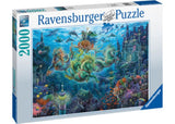 Vibrant Ravensburger Underwater Magic 2000-piece puzzle showcasing colorful marine life and intricate coral designs.