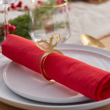 Elegant gold acrylic napkin rings, pack of 6, perfect for festive dining, measuring 8cm x 5.5cm.