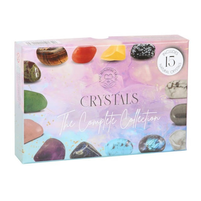 A beautifully packaged gift set of 15 healing crystals with an informative guide, perfect for beginners and enthusiasts.