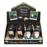 Pack of 12 whimsical weather forecasting gnomes with humorous signs, perfect for garden decor and weather awareness.