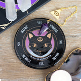 Mystic Mog Pendulum Kit featuring an amethyst pendulum and third eye divination board for intuitive spiritual guidance.