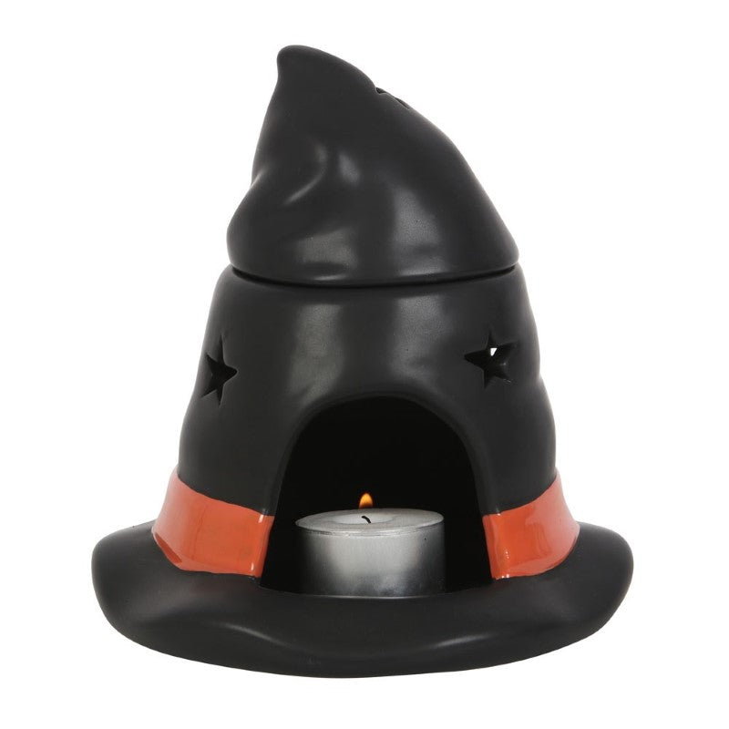 Witch Hat Oil Burner: whimsical design creates cozy ambiance with fragrances, perfect for Halloween decor and witchcraft enthusiasts.