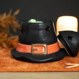 Whimsical witch hat oil burner, creating cozy ambiance and enchanting scents; perfect for Halloween decor and gifting.