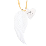 Delicate Nan Hanging Angel Wing ornament on gold ribbon, symbolizing grandmother's love and care, perfect for home decor.