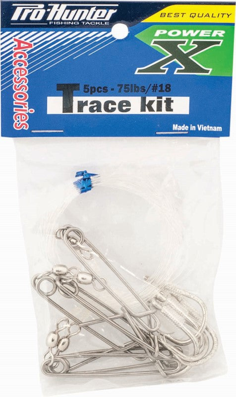 Pro Hunter Long Line Trace Kit featuring 5 durable clips for easy trace connections, ideal for serious anglers.