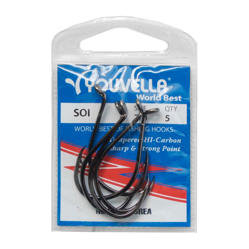 Youvella Soi 8/0 Hooks: high-carbon steel, beak pattern, chemically sharpened, perfect for targeting larger fish with pilchards.