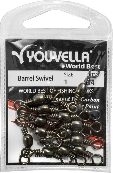 Youvella Barrel Swivel 1 pack of 14, durable fishing swivels designed to reduce line twist and enhance casting performance.