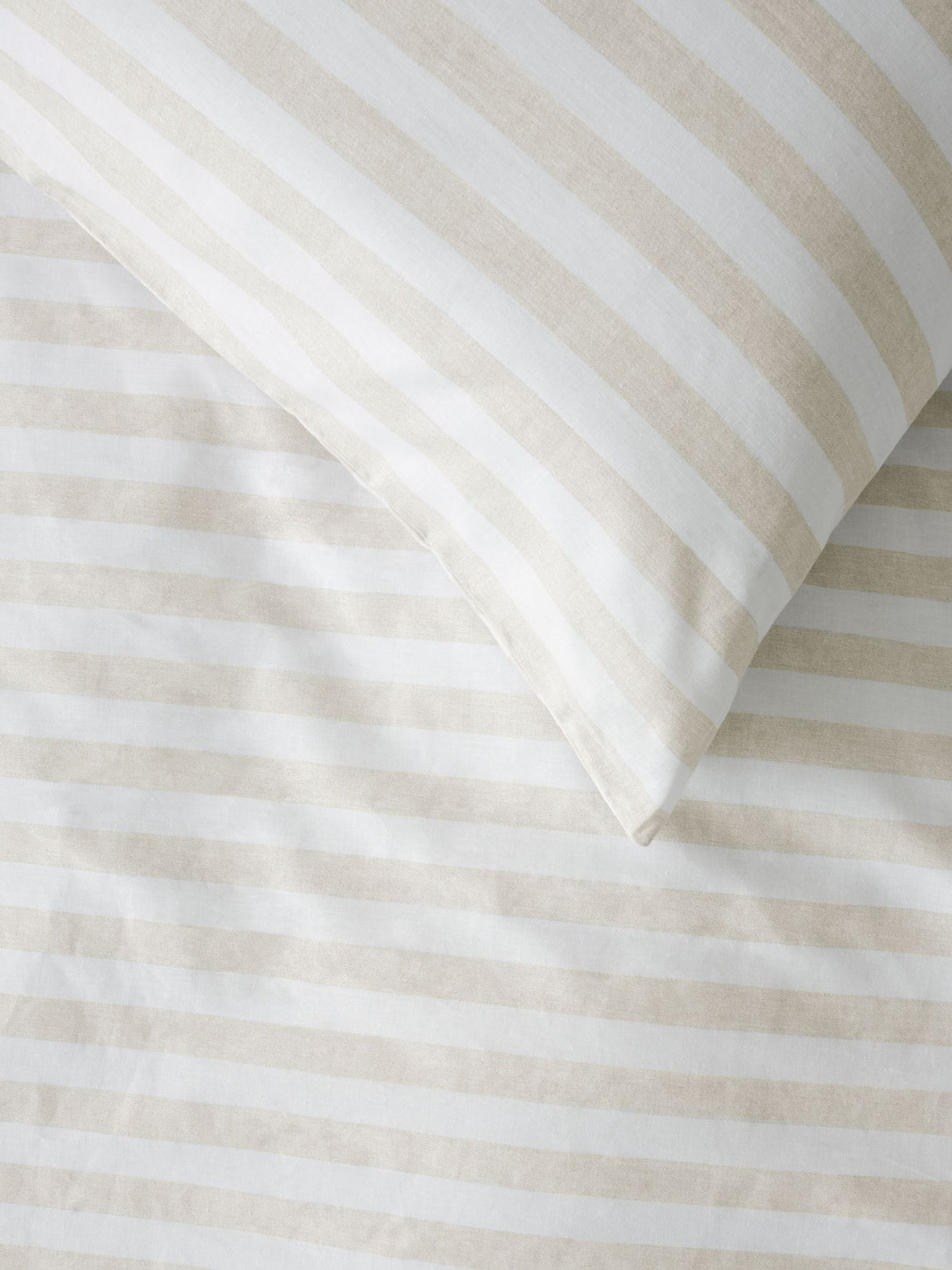 King duvet cover set in sand and white with textured stripes, crafted from 100% cotton, reversible design by Nu Edition.