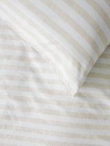 King duvet cover set in sand and white with textured stripes, crafted from 100% cotton, reversible design by Nu Edition.