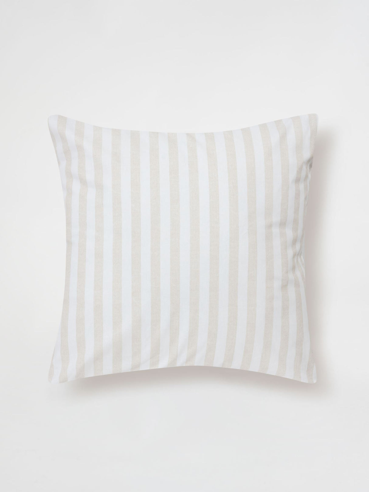 Elegant sand and white European pillowcase with textured stripe design, made from 100% cotton, measuring 65 x 65cm.