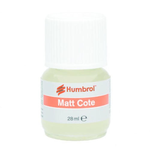 Humbrol Modelcote Mattcote 28ml varnish for a clear, low-sheen matte finish on plastic, metal, and wood models.