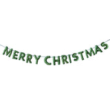 Merry Christmas felt bunting in green, handcrafted in Nepal, perfect for festive decor and a cozy holiday atmosphere.