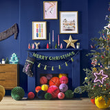 Merry & Bright Green Felt Christmas Bunting, 1.8m long, handmade, eco-friendly, spells 'Merry Christmas' for festive decor.