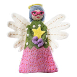 Handmade felt angel tree topper, 18.4cm tall, adds whimsical charm and eco-friendly spirit to your Christmas decor.