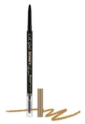 La Girl Shady Slim Brow Pencil in Blonde for precise, natural-looking brows with a retractable tip and spoolie brush for blending.