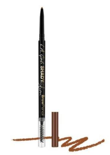 Auburn brow pencil with retractable super skinny tip and spoolie for precise shaping and blending of natural-looking brows.