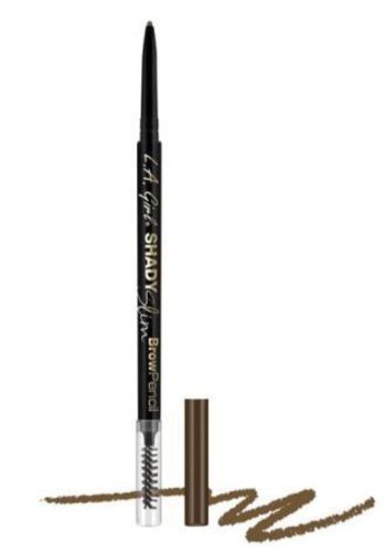 LA Girl Shady Slim Brow Pencil in Warm Brown, featuring a fine tip for precise strokes and a spoolie for blending brows.