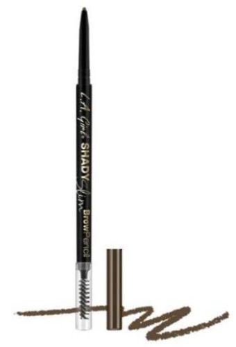 LA Girl Shady Slim Brow Pencil in Medium Brown for precise, natural-looking brow definition with a built-in spoolie for blending.