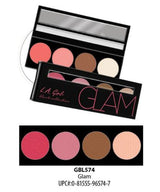 LA Girl Beauty Brick Blush - Glam palette featuring four blendable shades, bronzer, highlighter, and mirror for a radiant look.