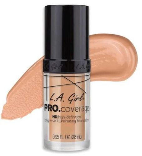 LA Girl Pro Coverage Foundation in Porcelain offers full, lightweight coverage for a flawless complexion and customizable shades.