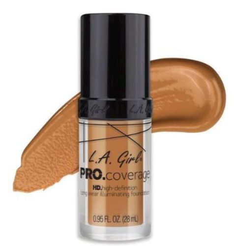 LA Girl Pro Coverage Foundation in Warm Beige, a lightweight, full-coverage foundation for a flawless complexion.