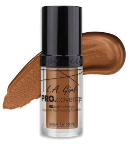 LA Girl Pro Coverage Foundation in Toast, a lightweight, full coverage liquid foundation for a radiant, flawless complexion.