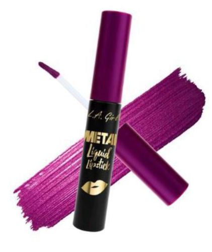 Shiny metallic liquid lipstick in vibrant jewel tones, hydrating formula with vitamin E and argan oil for comfortable wear.