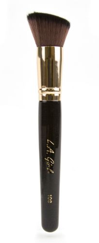 L.A. Girl Angled Buffer Brush with soft synthetic bristles for flawless blending, crafted from sustainable birch wood.