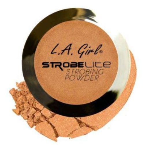 LA Girl Strobe Lite Powder - 80 Watt, a silky highlighter for a radiant glow on cheeks, eyes, nose, and lips. Perfect for all skin types.