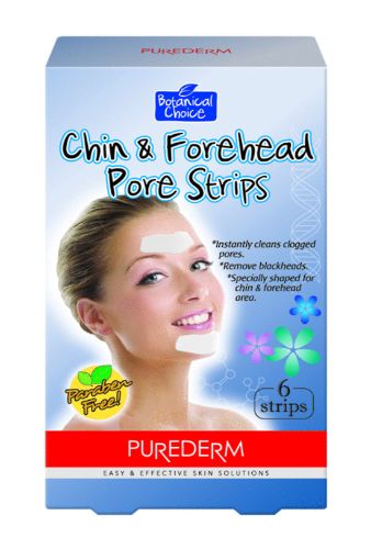 Purederm Chin & Forehead Pore Strips for clear skin, removing blackheads and impurities for a smooth, rejuvenated complexion.