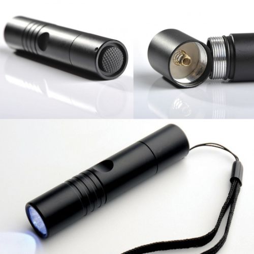 Travel Blue LED Torch in high-quality aluminum, featuring a powerful LED bulb for bright illumination during outdoor adventures.