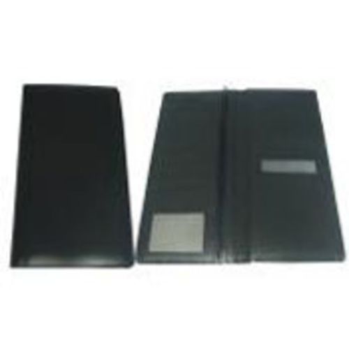 Sleek black travel wallet with spacious compartments for passports, tickets, and cards, perfect for organized travel.