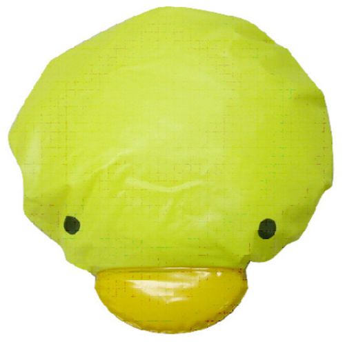 Adorable duck-themed shower cap made of waterproof material, perfect for keeping hair dry and adding fun to showers.